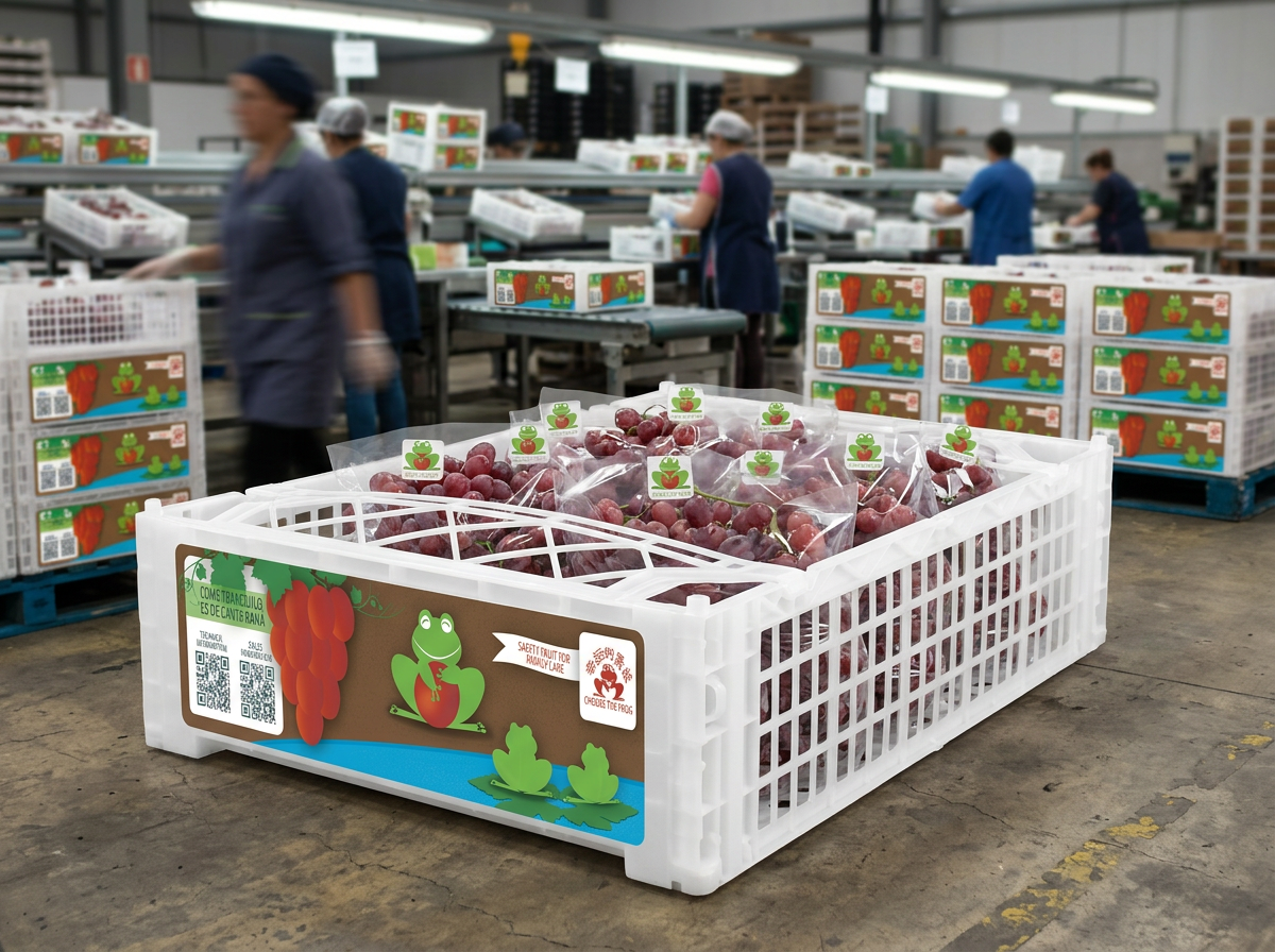 Etiqueta trilingüe Canta Rana